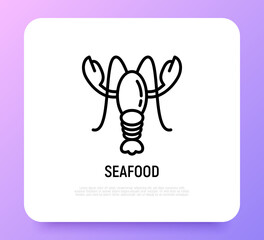 Lobster thin line icon. Seafood. Modern vector illustration for restaurant logo.