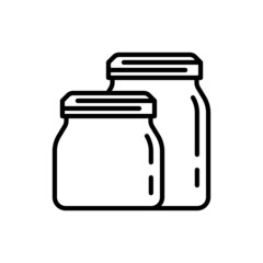 Glass jar thin line icon. Zero waste. Modern vector illustration of kitchen utensil.