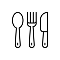 Bamboo cutlery set thin line icon. Zero waste. Modern vector illustration.