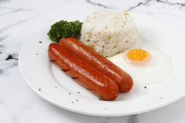Freshly cooked Filipino food called Hotsilog