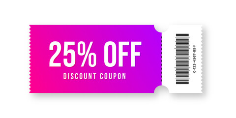 Discount coupon and gift voucher. Discount voucher, gift coupon design. Colorful coupon template for big sale, special offer with promo code