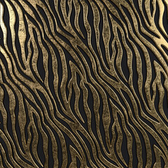 gold zebra pattern texture, 3d render whit black background, square format © alessiom