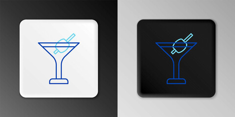 Line Martini glass icon isolated on grey background. Cocktail icon. Wine glass icon. Colorful outline concept. Vector