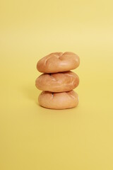 pyramid of buns on the yellow background