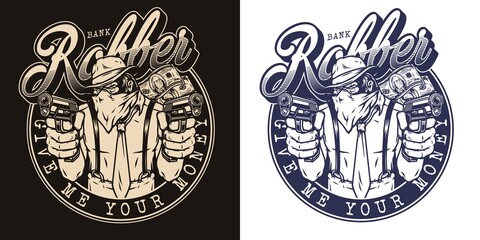 Fototapeta premium Gorilla bank robber emblem