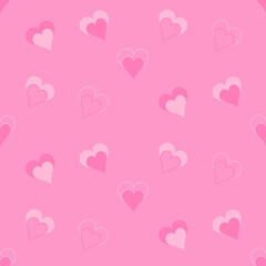 Fototapeta na wymiar Valentines day vector seamless pattern with cute simple hearts on pastel magenta background