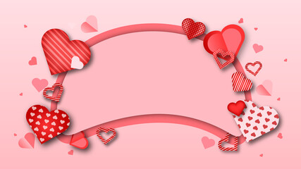 Valentines day sale banner template background with hearts on pink space background. and store discount promotion offer template or background for Love and Valentine's day concept