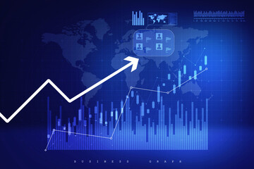 2d rendering Stock market online business concept. business Graph 