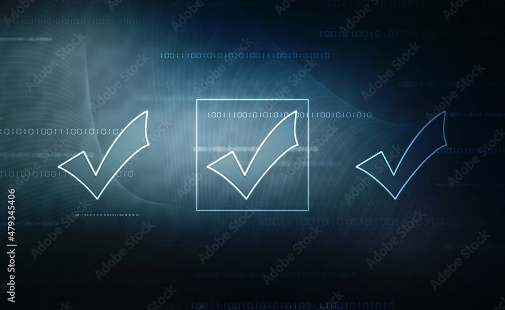 Poster 2d rendering checkbox tick illustration