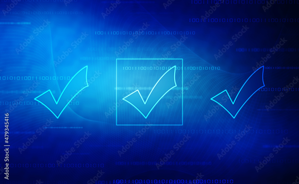 Poster 2d rendering checkbox tick illustration