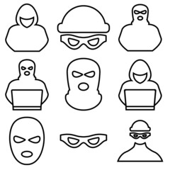 Thief line icon, vector logo isolated on white background