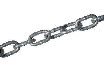 New steel chain on a white background, isolated. Protection and safety concept.