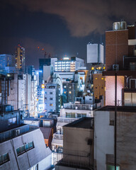 neon Tokyo city at night cityscape view architecture
