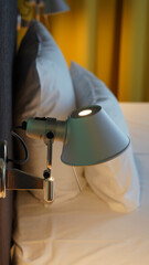 Pillows in a hotel room in Berlin, Germany.