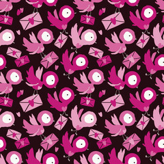 Letter dove, valentines day themed repeating pattern design