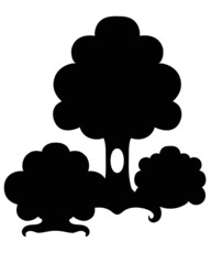Tree and bushes, forest landscape - vector silhouette illustration for logo or pictogram. Plants for the park - silhouette sign or icon