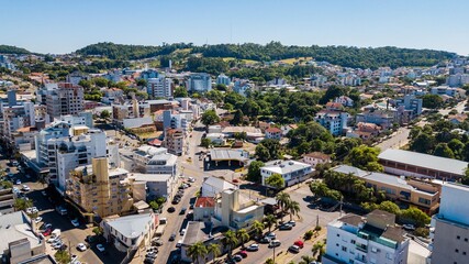 Nova Prata RS. Aerial view of the city of Nova Prata, Rio Grande do Sul