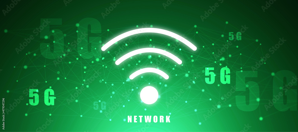 Poster 2d rendering 5g network 5g connection with wifi