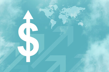 Obraz premium 2d render Dollar rises arrow 