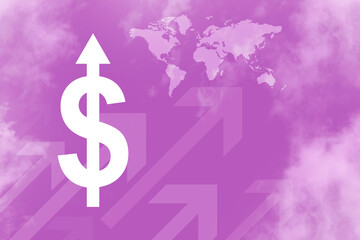 2d render Dollar rises arrow
