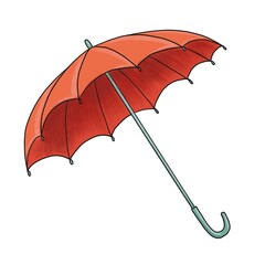 drawing sketch of red umbrella, hand drawn illustration