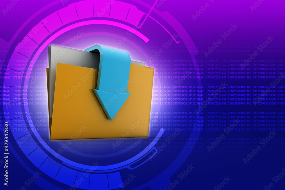 Poster 3d rendering folder with arrow