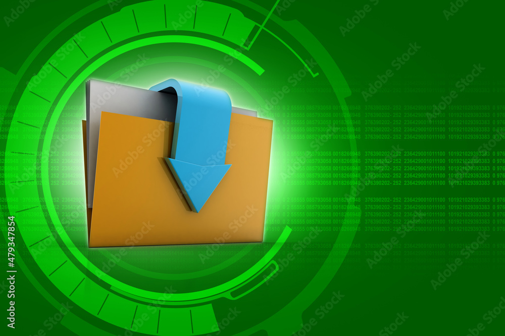 Poster 3d rendering folder with arrow