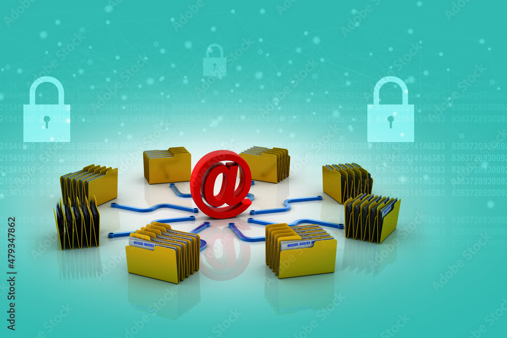 Poster 3d rendering folder icon email