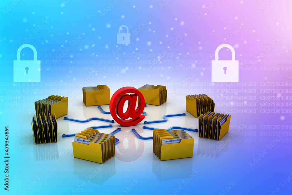 Poster 3d rendering folder icon email