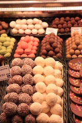 Chocolate pralines at a market