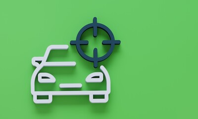 car target minimal icon Symbol in 3D rendering isolated on green background