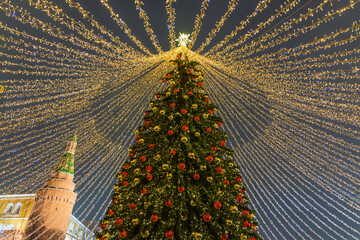 New Year and Christmas tree in one of the central squares of the city of Moscow.