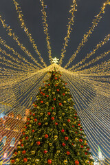 New Year and Christmas tree in one of the central squares of the city of Moscow.