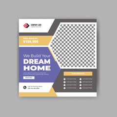 We build your dream home for sale social media marketing post template design vector