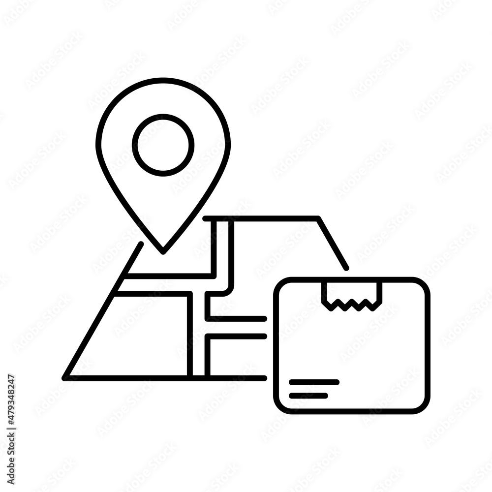 Poster logistic route vector outline icon design illustration. shipping and delivery symbol on white backgr