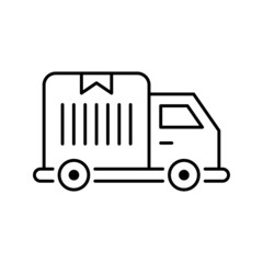 Logistic Truck vector Outline Icon Design illustration. Shipping and Delivery Symbol on White background EPS 10 File