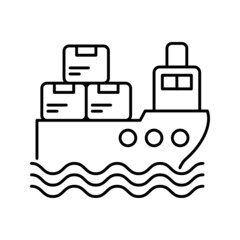 Ship Delivery vector Outline Icon Design illustration. Shipping and Delivery Symbol on White background EPS 10 File