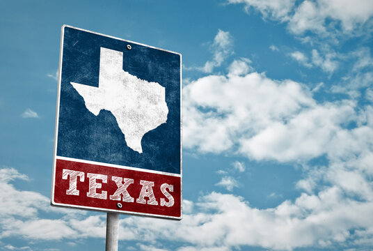 Texas road sign in vintage design