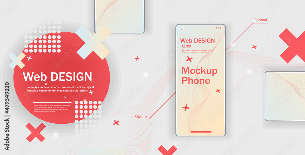 Poster the smartphone lies on a smooth surface. realistic vector illustration of a smartphone. layout or te