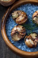 Bourgogne snails,with fresh parsley, nuts and garlic