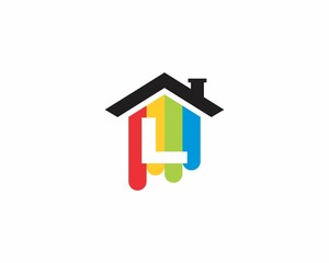 Colorful House With Negative Space Letter L Logo Icon 001