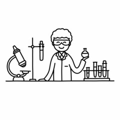 laboratory doodle icon, vector color line illustration