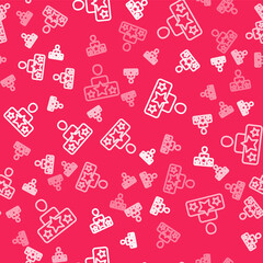 White line Actor star icon isolated seamless pattern on red background. Vector