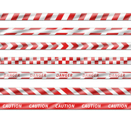3d realistic icon. 3d realistic icon. Collection of red danger ribbon for stop, attention signs.