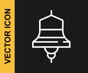 White line Ship bell icon isolated on black background. Vector