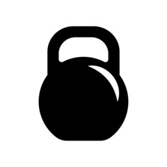 Black kettlebell icon on white background. Isolated vector icon. Symbol of strength.
