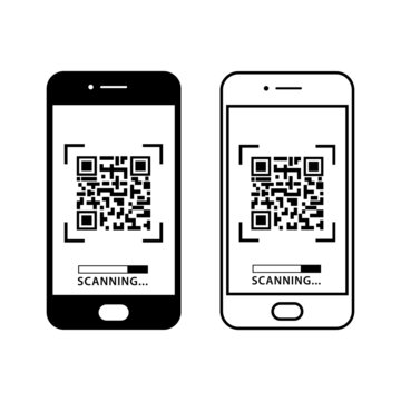 Smartphone scan qr code icon vector. Scanning qr code. Eps 10.