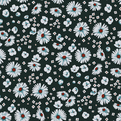Floral seamless pattern with daisy meadow