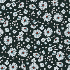 Wall murals Small flowers Floral seamless pattern with daisy meadow