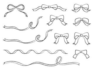 リボン　手描き　グラフィック素材　あしらい